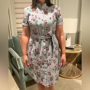 Maeve shirt dress with floral embroidery size 2P.